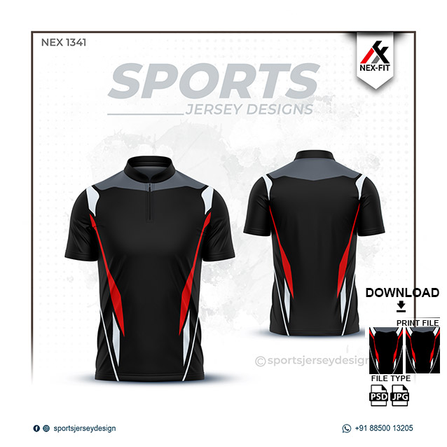 NEX-1341 RED WITH BLACK SPORTSWEAR SUBLIMATION JERSEY DESIGN