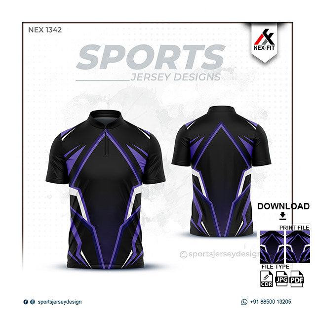 NEX-1342 PURPLE WITH BLACK SPORTSWEAR SUBLIMATION JERSEY DESIGN