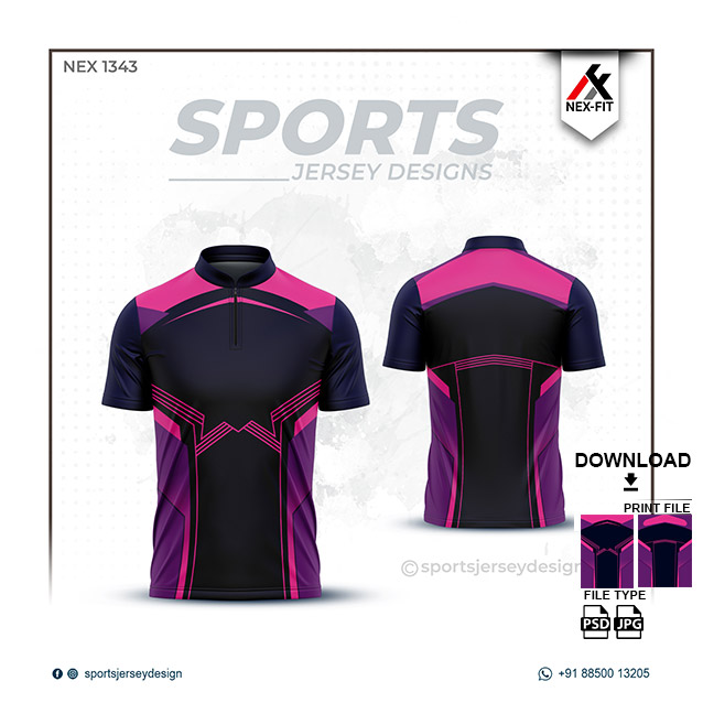 NEX-1343 PINK WITH BLACK SPORTSWEAR SUBLIMATION JERSEY DESIGN