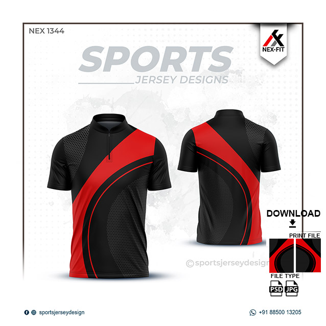 NEX-1344 RED WITH BLACK SPORTSWEAR SUBLIMATION JERSEY DESIGN