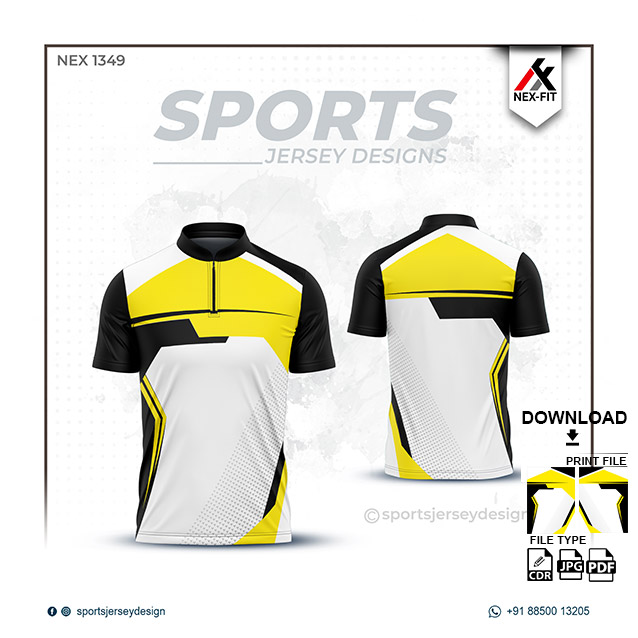 NEX-1349 YELLOW WITH BLACK SPORTSWEAR SUBLIMATION JERSEY DESIGN