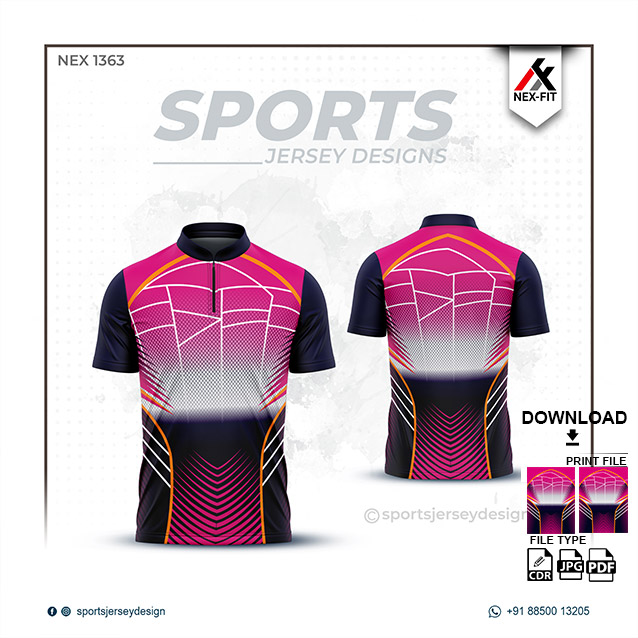 NEX-1363 PINK WITH BLACK SPORTSWEAR SUBLIMATION JERSEY DESIGN