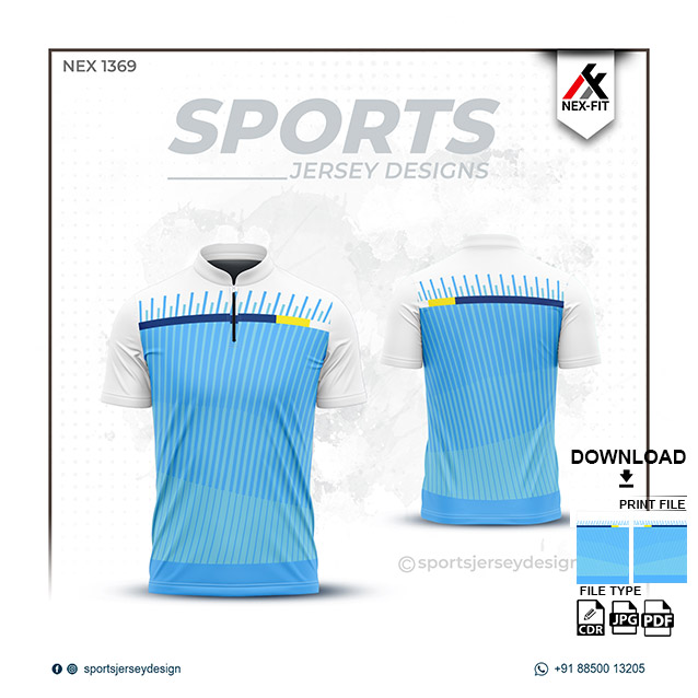NEX-1369 WHITE WITH BLUE SPORTSWEAR SUBLIMATION JERSEY DESIGN