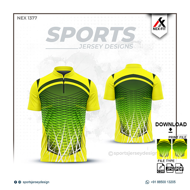 NEX-1361 GREEN WITH YELLOW SPORTSWEAR SUBLIMATION JERSEY DESIGN