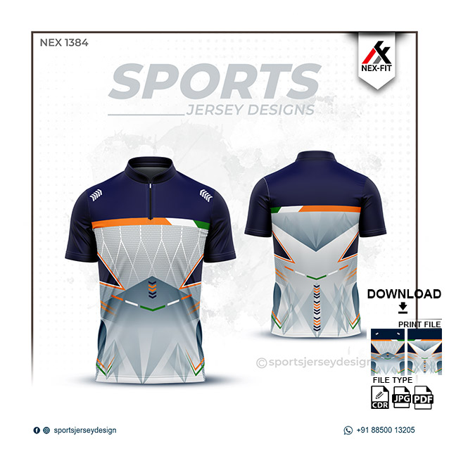 NEX-1384 WHITE WITH BLUE SPORTSWEAR SUBLIMATION JERSEY DESIGN