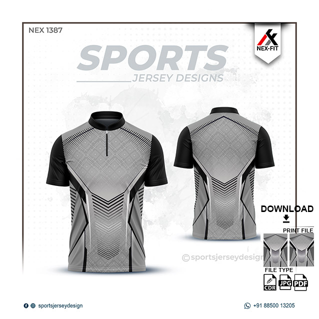 NEX-1387 GRAY WITH BLACK SPORTSWEAR SUBLIMATION JERSEY DESIGN