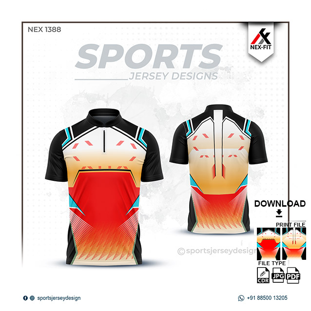 NEX-1388 BLUE WITH BLACK SPORTSWEAR SUBLIMATION JERSEY DESIGN
