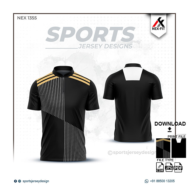 NEX-1355 BLACK WITH WHITE SPORTSWEAR SUBLIMATION JERSEY DESIGN