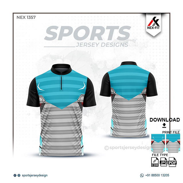 NEX-1357 GRAY WITH BLUE SPORTSWEAR SUBLIMATION JERSEY DESIGN