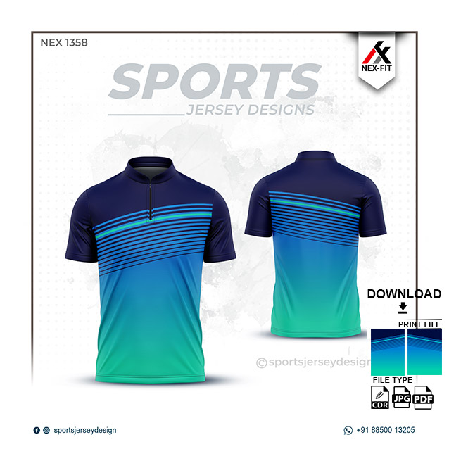 NEX-1358 GREEN WITH BLUE SPORTSWEAR SUBLIMATION JERSEY DESIGN