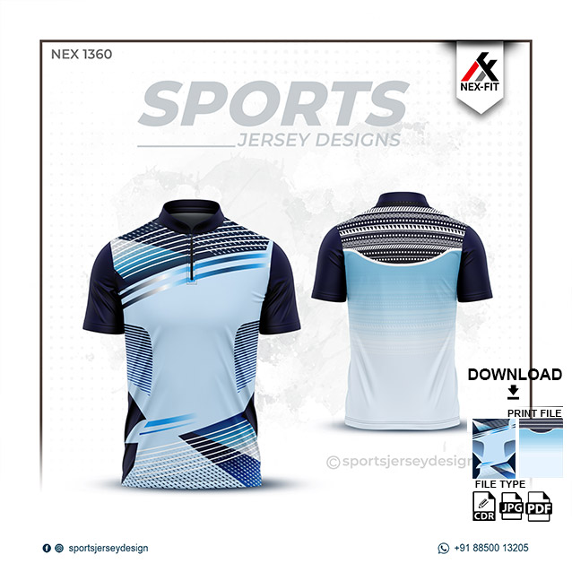 NEX-1360 WHITE WITH BLUE SPORTSWEAR SUBLIMATION JERSEY DESIGN