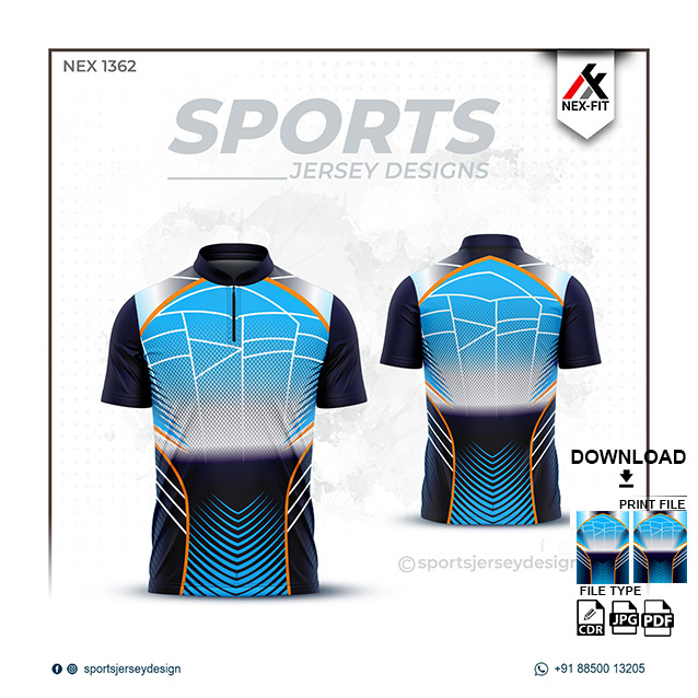 NEX-1362 ORANGE WITH BLUE SPORTSWEAR SUBLIMATION JERSEY DESIGN
