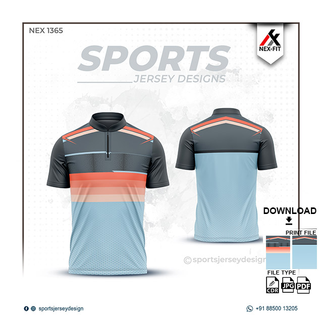 NEX-1358 GRAY WITH BLUE SPORTSWEAR SUBLIMATION JERSEY DESIGN