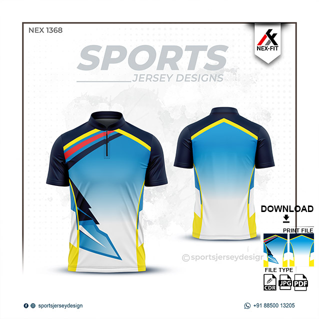 NEX-1368 YELLOW WITH BLUE SPORTSWEAR SUBLIMATION JERSEY DESIGN