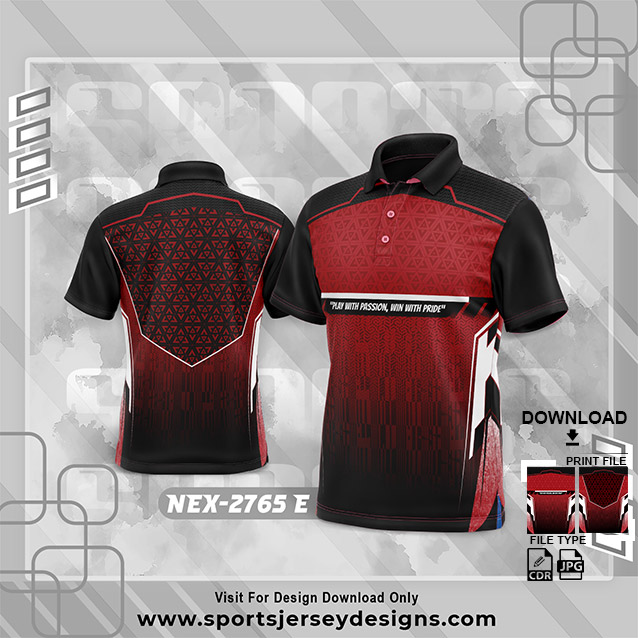 NEX-2765 RED WITH BLACK SPORTSWEAR SUBLIMATION JERSEY DESIGN