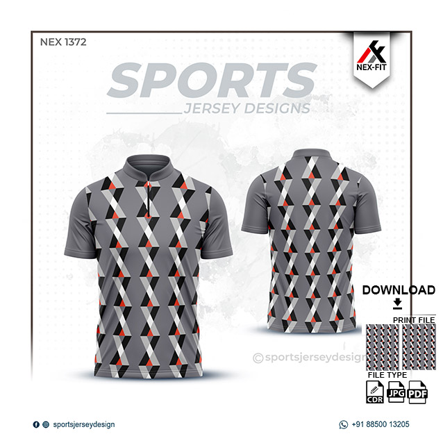 NEX-1372 GRAY WITH WHITE SPORTSWEAR SUBLIMATION JERSEY DESIGN