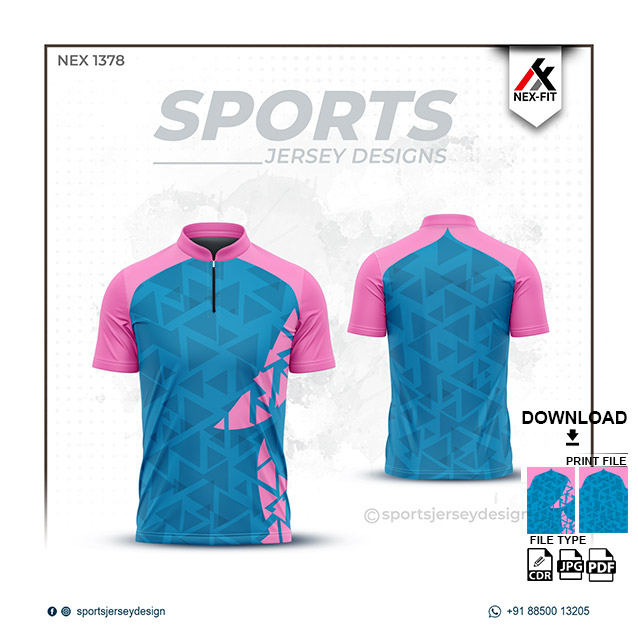 NEX-1378 BLUE WITH PINK SPORTSWEAR SUBLIMATION JERSEY DESIGN