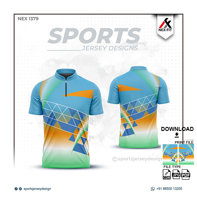 NEX-1379 BLUE WITH WHITE SPORTSWEAR SUBLIMATION JERSEY DESIGN