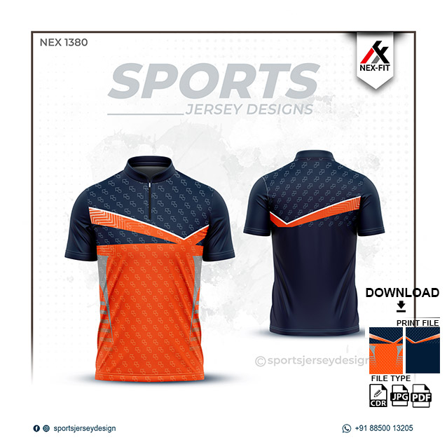 NEX-1380 ORANGE WITH BLUE SPORTSWEAR SUBLIMATION JERSEY DESIGN