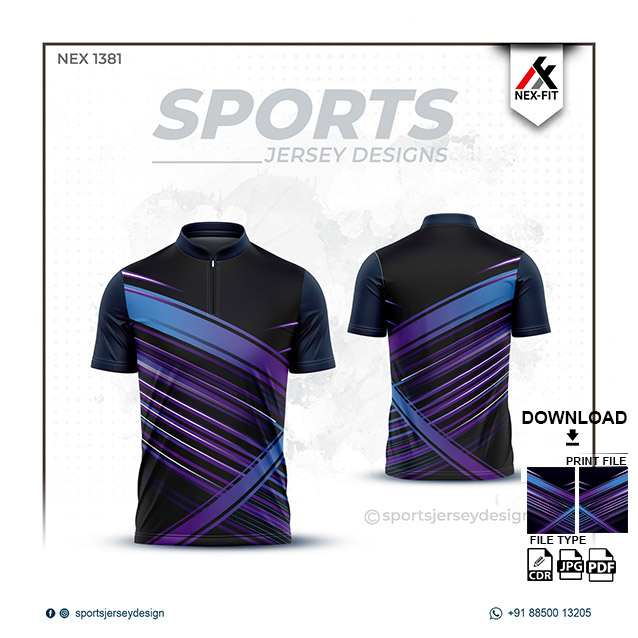 NEX-1381 PURPLE WITH BLUE SPORTSWEAR SUBLIMATION JERSEY DESIGN