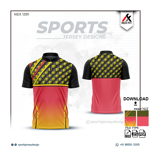 NEX-1380 YELLOW WITH BLACK SPORTSWEAR SUBLIMATION JERSEY DESIGN