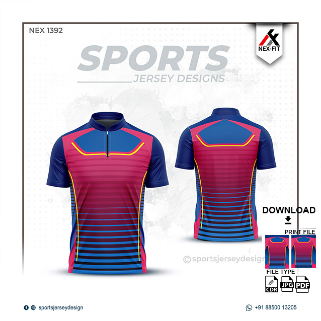 NEX-1392 BLUE WITH PINK SPORTSWEAR SUBLIMATION JERSEY DESIGN