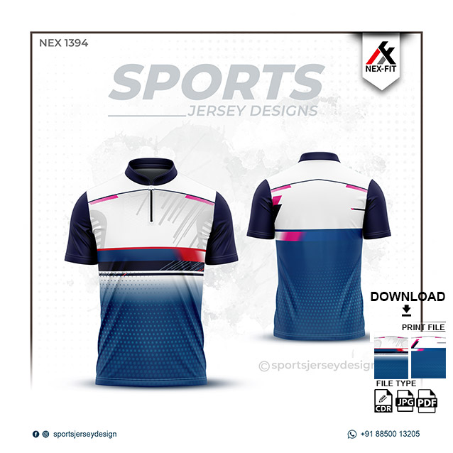 NEX-1394 BLUE WITH WHITE SPORTSWEAR SUBLIMATION JERSEY DESIGN
