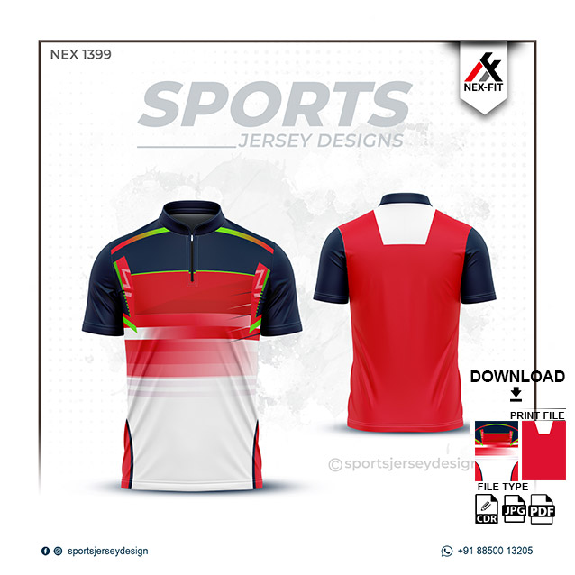 NEX-1399 RED WITH WHITE SPORTSWEAR SUBLIMATION JERSEY DESIGN