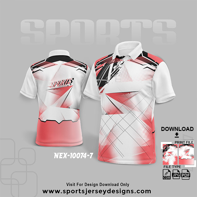 NEX-10074-7 RED WITH WHITE SPORTSWEAR SUBLIMATION JERSEY DESIGN