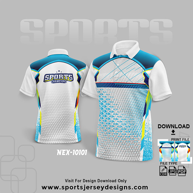 NEX-10101 BLUE WITH WHITE SPORTSWEAR SUBLIMATION JERSEY DESIGN