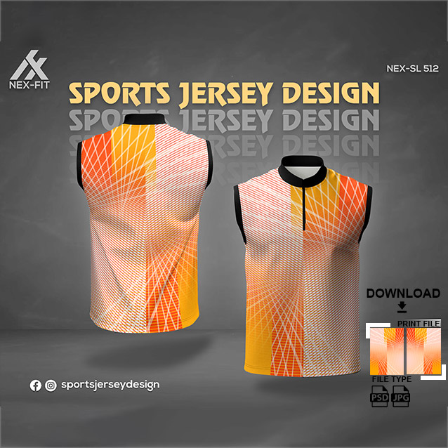 NEX-SL-512-ORANGE WITH WHITE COMBINATION SPORTSWEAR SUBLIMATION JERSEY DESIGN