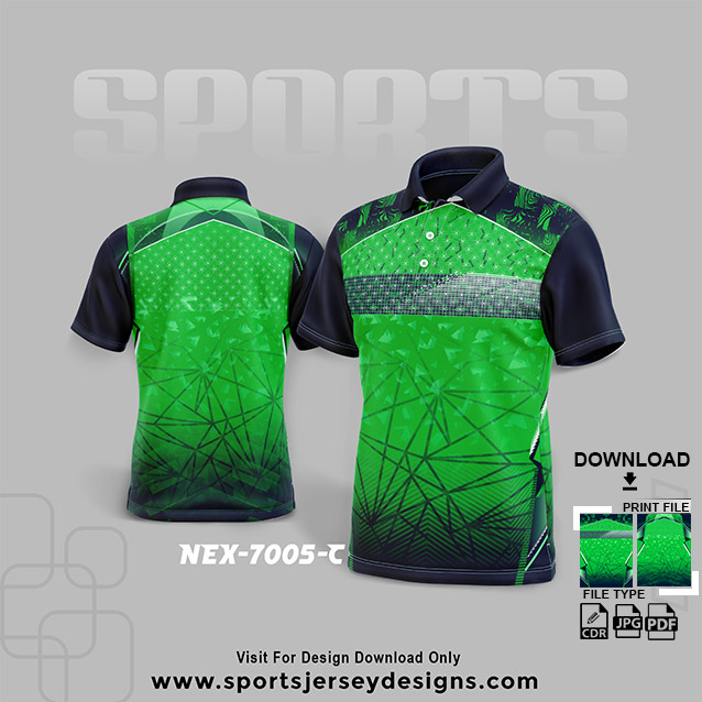 NEX-7005-C GREEN WITH BLUE SPORTSWEAR SUBLIMATION JERSEY DESIGN