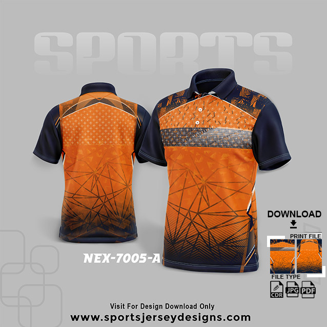 NEX-7005-A ORANGE WITH BLUE SPORTSWEAR SUBLIMATION JERSEY DESIGN