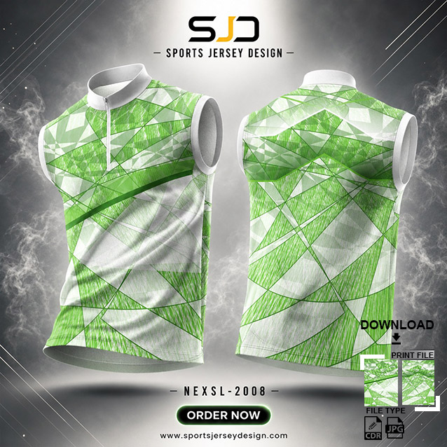 NEXSL-2008 GREEN AND WHITE PATTERN COMBINATION SPORTSWEAR SUBLIMATION JERSEY DESIGN
