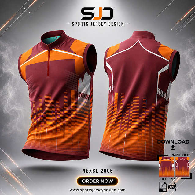 NEXSL-2006 ORANGE AND MAROON COMBINATION SPORTSWEAR SUBLIMATION JERSEY DESIGN
