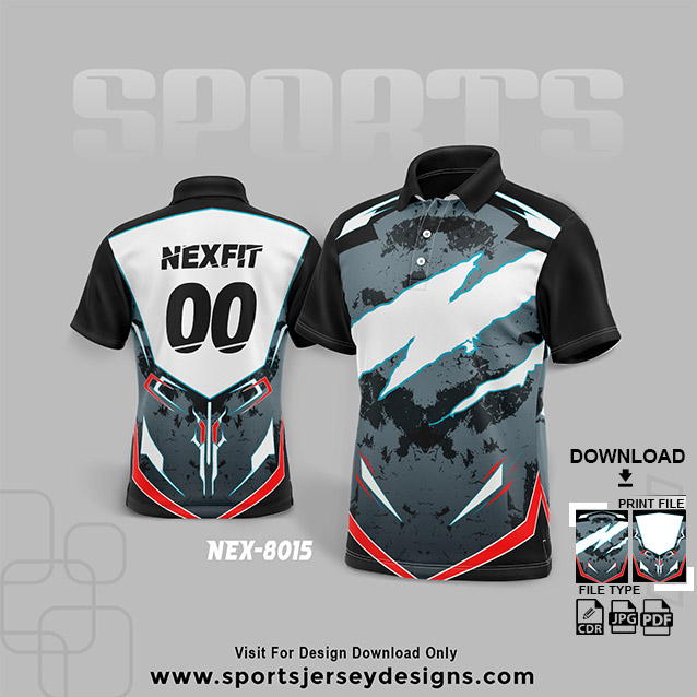 NEX-8015 GREY AND WHITE SPORTSWEAR SUBLIMATION JERSEY DESIGN