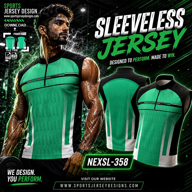 NEXSL-358 GREEN AND BLACK COMBINATION SPORTSWEAR SUBLIMATION JERSEY DESIGN