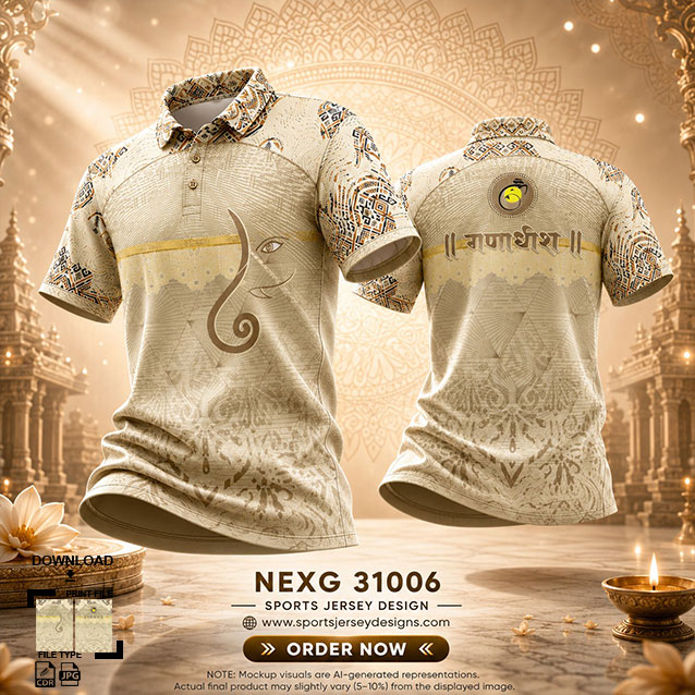 NEXG-31006 CREAM AND BROWN GANESHA FESTIVAL JERSEY DESIGN