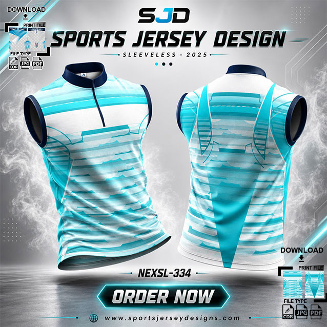 NEXSL-334 FIROZI  BLUE AND WHITE COMBINATION SPORTSWEAR SUBLIMATION JERSEY DESIGN