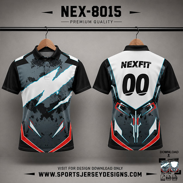 NEX-8015 GREY AND WHITE SPORTSWEAR SUBLIMATION JERSEY DESIGN