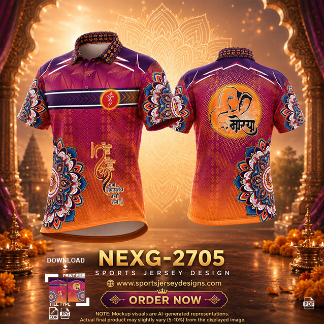 NEXG-2705 PINK AND ORANGE GANESHA FESTIVAL JERSEY DESIGN
