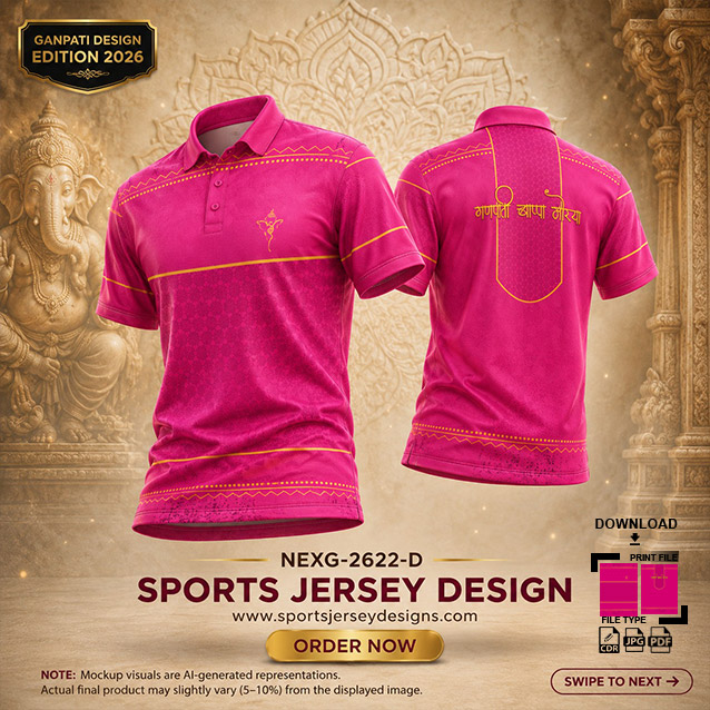 NEXG-2622 PINK AND GOLD PATTERN GANESHA FESTIVAL JERSEY DESIGN ₹400.00