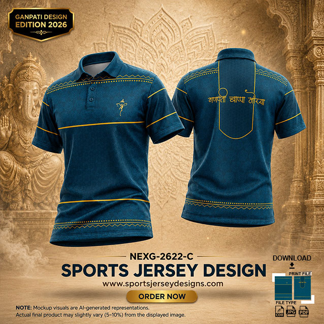 NEXG-2622 BLUE COLOUR GANESHA FESTIVAL JERSEY DESIGN