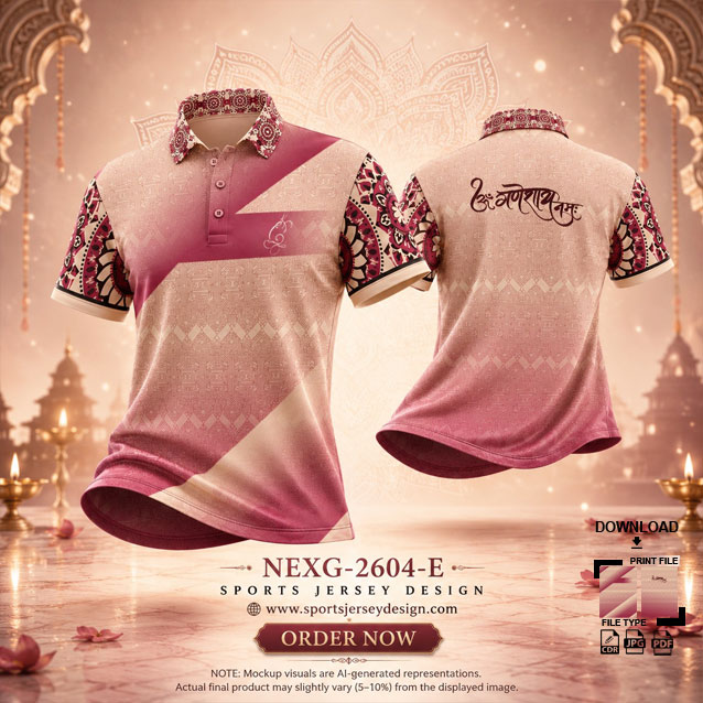 NEXG-2604 E PINK PATTERN GANESHA FESTIVAL JERSEY DESIGN