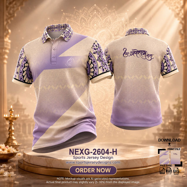 NEXG-2604 H PURPLE PATTERN GANESHA FESTIVAL JERSEY DESIGN