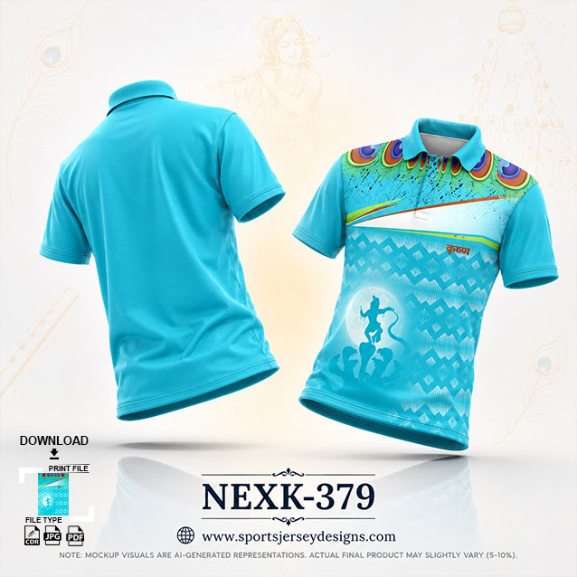NEXK-379 BLUE AND WHITE  DAHI HANDI FESTIVAL JERSEY DESIGN