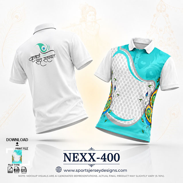 NEXK-400 BLUE,GREY AND WHITE DAHI HANDI FESTIVAL JERSEY DESIGN