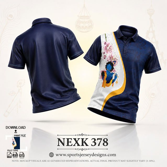 NEXK-378 BLUE AND WHITE DAHI HANDI FESTIVAL JERSEY DESIGN