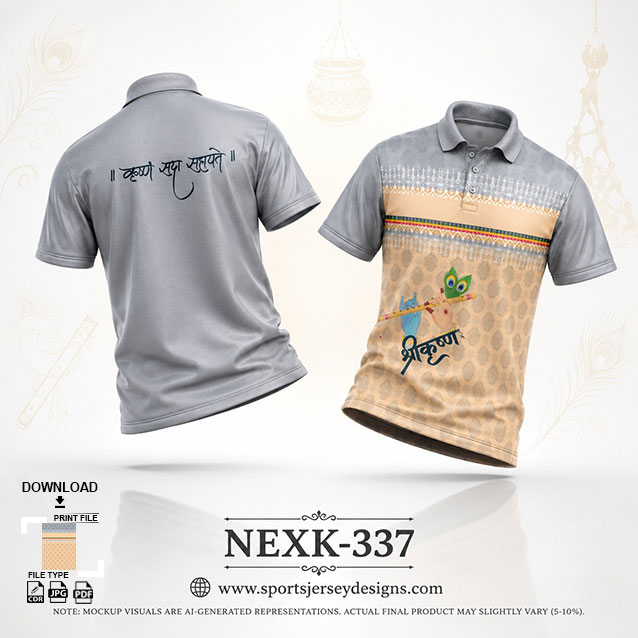NEXK-GREY AND CREAM DAHI HANDI FESTIVAL JERSEY DESIGN