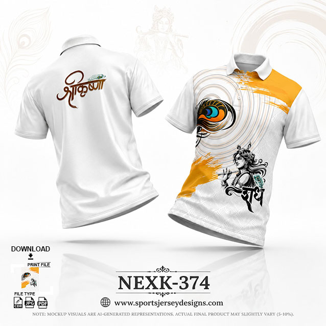 NEXK-WHITE AND  YELLOW DAHI HANDI FESTIVAL JERSEY DESIGN